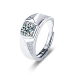 S925 Sterling Silver Simple Moissanite Men's Ring