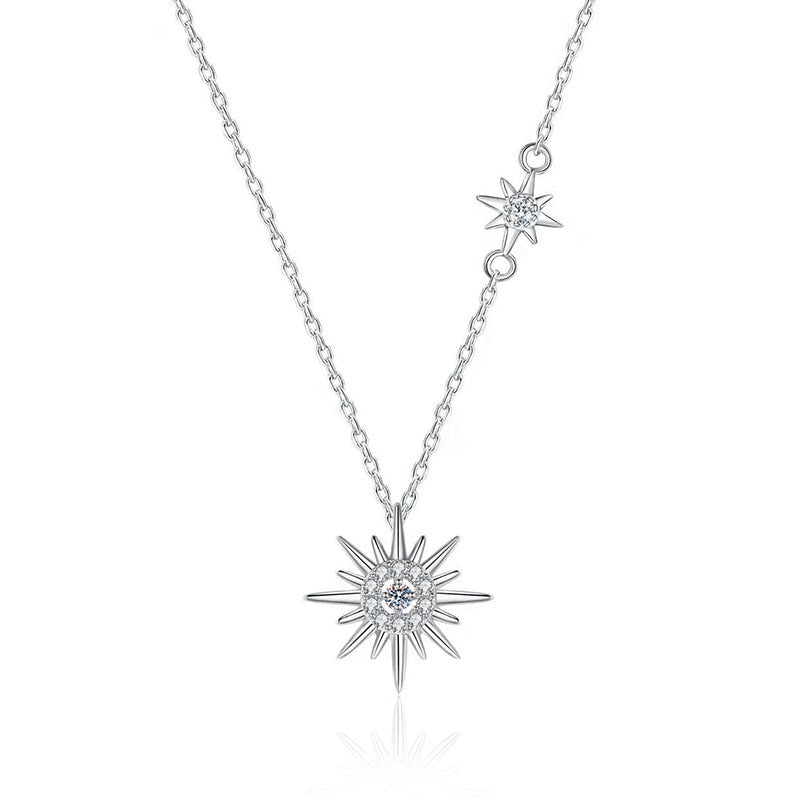 S925 Sterling Silver Moissanite Sun Pendant Necklace