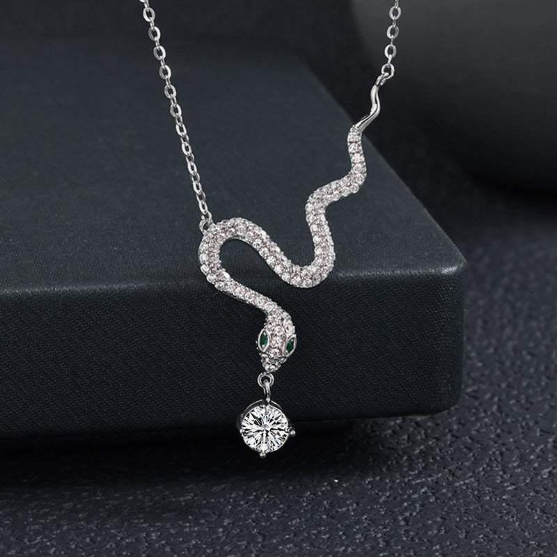 S925 Sterling Silver Moissanite Snake Necklace