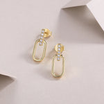 S925 Silver U-Shaped Gold-Tone Moissanite Stud Earrings