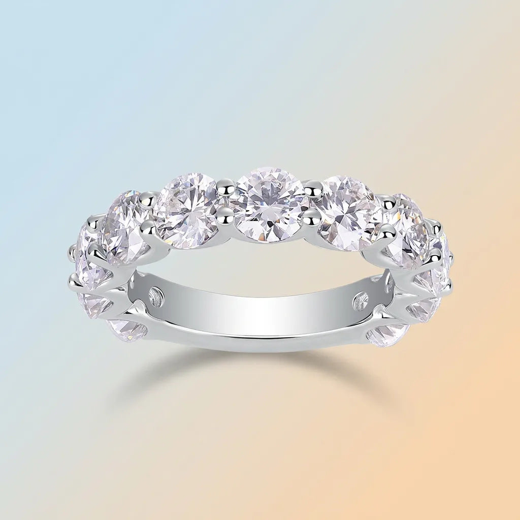 S925 Sterling Silver Moissanite Eternity Band