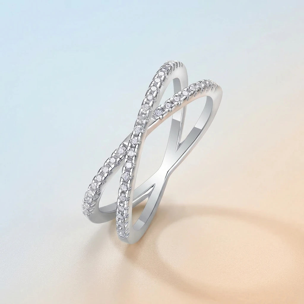 S925 Silver Intertwined Love Moissanite Ring