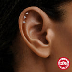 S925 Silver Floral Moissanite Stud Earring Set