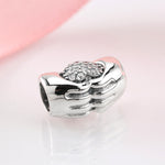 S925 Sterling Silver Hand Heart Shape Bead Pendant