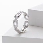 S925 Sterling Silver Ring with Zirconia Chain