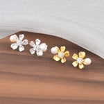 Moissanite & S925 Sterling Silver Orchid Pearl Stud Earrings