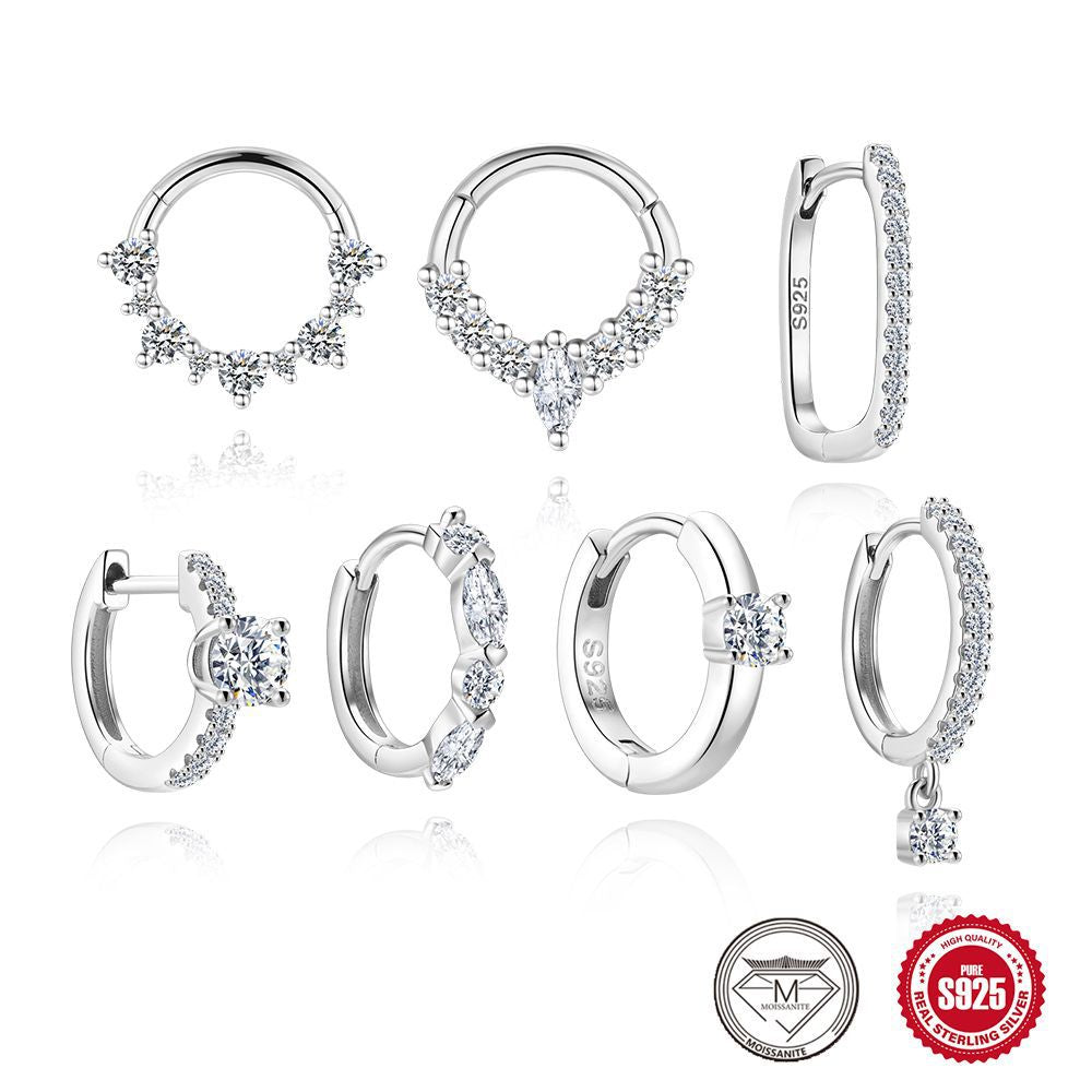 S925 Sterling Silver Moissanite Smooth-Finish Earrings(Single unit)