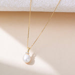 S925 Sterling Silver Fashionable Natural Pearl Zircon Inlaid Necklace