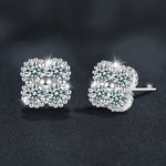 S925 Sterling Silver Moissanite Four-Leaf Clover Stud Earrings