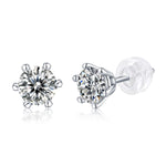 S925 Silver Six-Prong Moissanite Stud Earrings