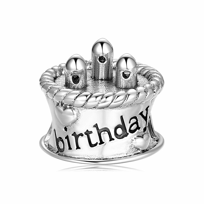 S925 Sterling Silver Birthday Cake Pendant