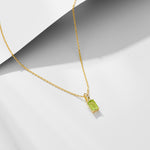 S925 Sterling Silver Natural Amethyst Olivine Pendant Necklace