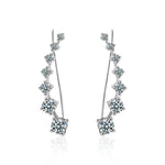 Classic Row-Set Diamond Stud Earrings — 925 Silver, Western-Style Jewelry