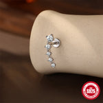 S925 Sterling Silver Moissanite Flat-Back Threaded Cartilage Stud(Single unit)