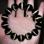 Natural Golden Obsidian Bracelet with Cat's Eye Effect and "Single-Line" Pattern
