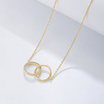 S925 Sterling Silver Simple Zircon Inlaid Double Circle Double Ring Necklace