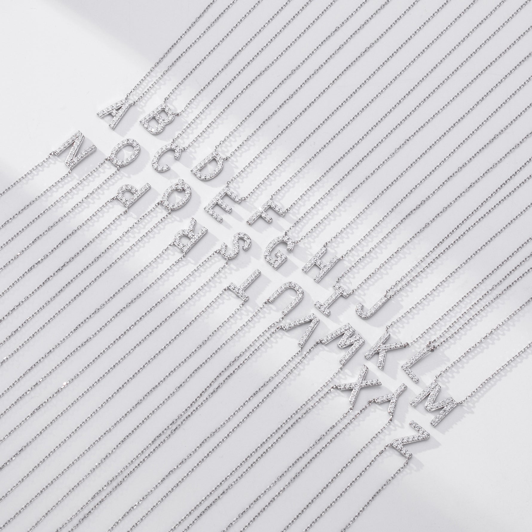 S925 Sterling Silver Simple Zircon Necklace with English Letters