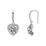 S925 sterling silver heart-shaped earrings with moissanite hooks
