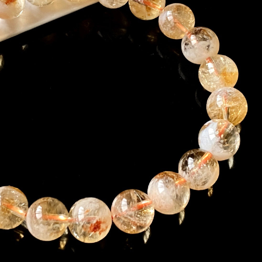 Natural Yellow Rutilated Quartz Tower-Point Crystal Bracelet
