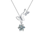 S925 Sterling Silver Moissanite Butterfly Pendant Necklace