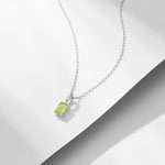 S925 Sterling Silver Natural Amethyst Olivine Pendant Necklace