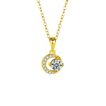 S925 Sterling Silver Star Moissanite Moon Pendant Necklace