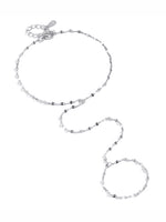 925 Silver Super Shiny Tile Chain Finger Chain Bracelet