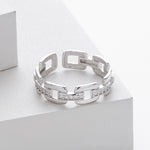 S925 Sterling Silver Ring with Zirconia Chain
