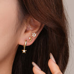 S925 Sterling Silver Star Stud Earrings with Zirconia