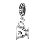 S925 Sterling Silver Tea Cup Plain Silver Bead Pendant
