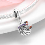S925 Sterling Silver Moon Pendant with Purple Red Zircon