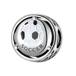S925 Sterling Silver Football Beaded Pendant