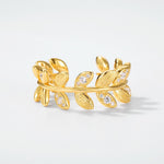 S925 Sterling Silver Gold-Plated Wheat Ear Zircon Ring