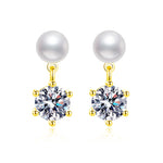 Classic Six-Prong Moissanite & Pearl Stud Earrings -S925 Sterling Silver