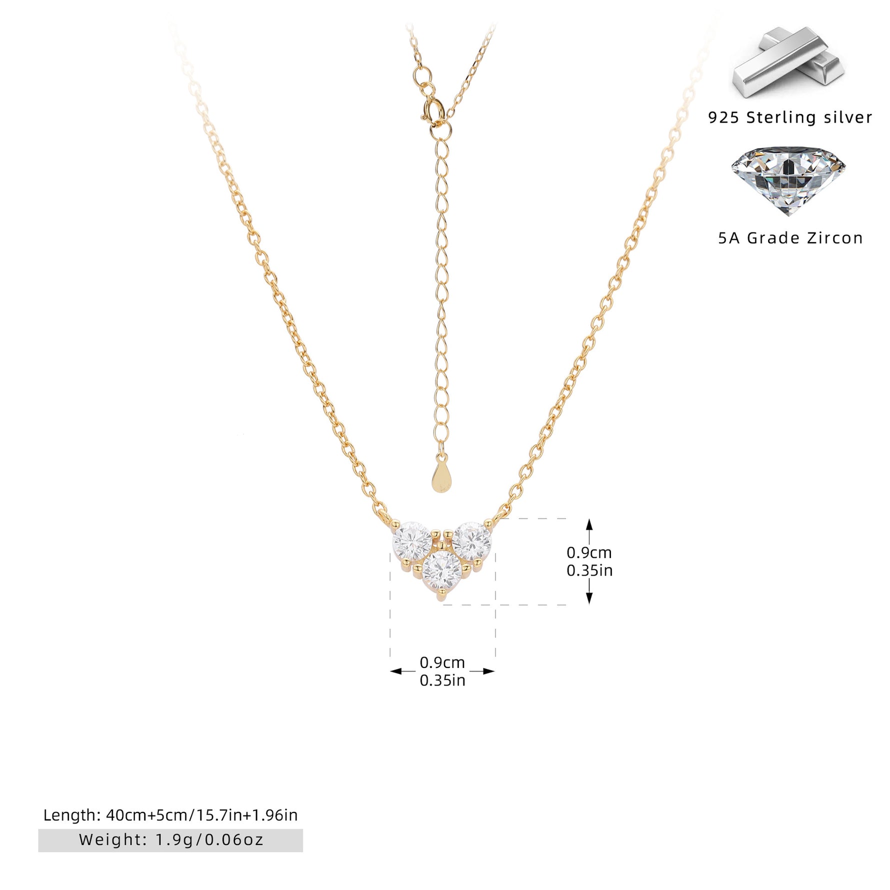 S925 Sterling Silver Niche Design Zirconia Necklace