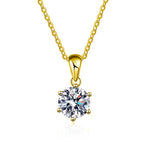 S925 Sterling Silver Moissanite Six Claw Pendant Necklace