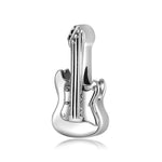 S925 Sterling Silver Rock Band Guitar Shape Bead Pendant