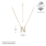 S925 Sterling Silver Simple Zircon Necklace with English Letters