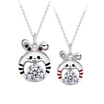 S925 Sterling Silver Moissanite Chinese Zodiac Sign of Rabbit Couple Pendant Necklace