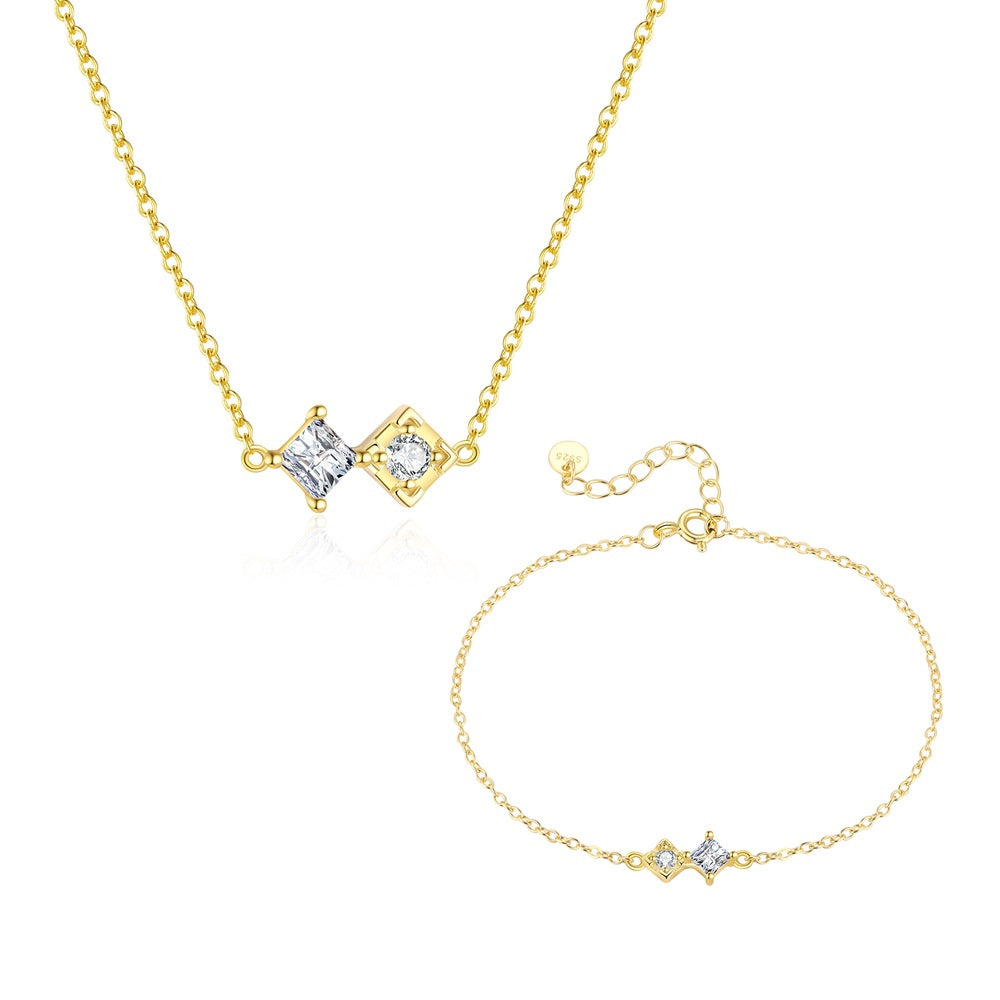 S925 Sterling Silver Zircon Necklace and Bracelet Set