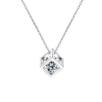 S925 Sterling Silver Moissanite Rubik's Cube Square Pendant Necklace