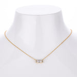 Rectangular colored zircon s925 sterling silver December birthstone collar necklace