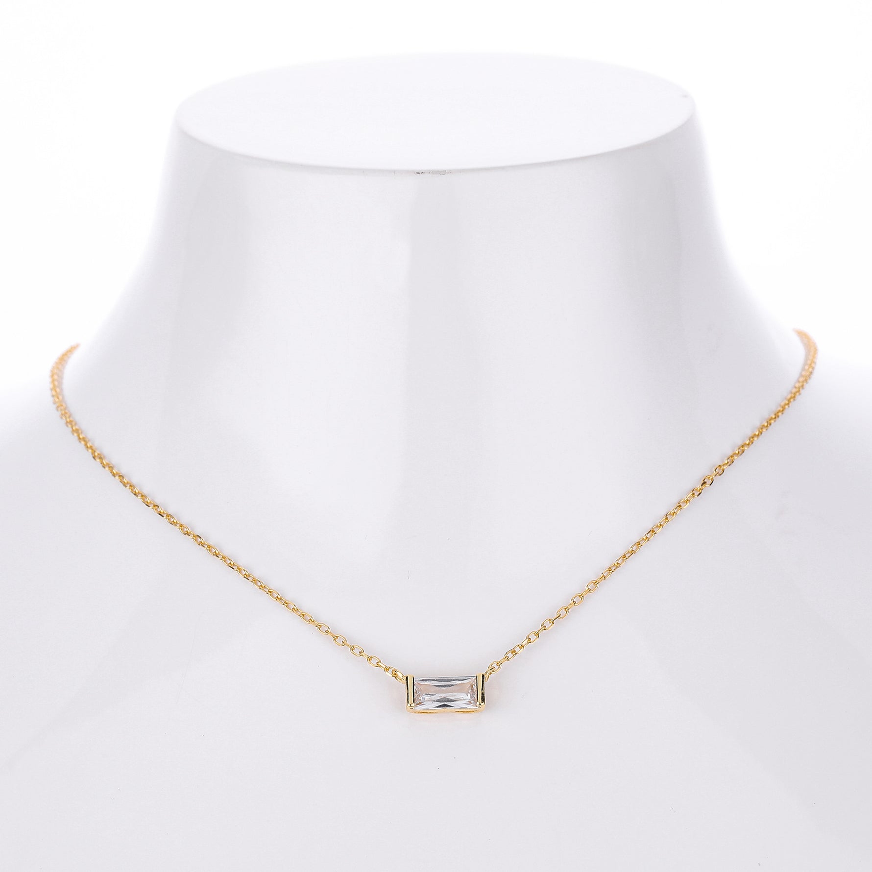Rectangular colored zircon s925 sterling silver December birthstone collar necklace