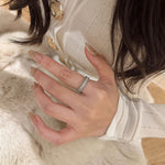 S925 Sterling Silver Moissanite Beaded Ring