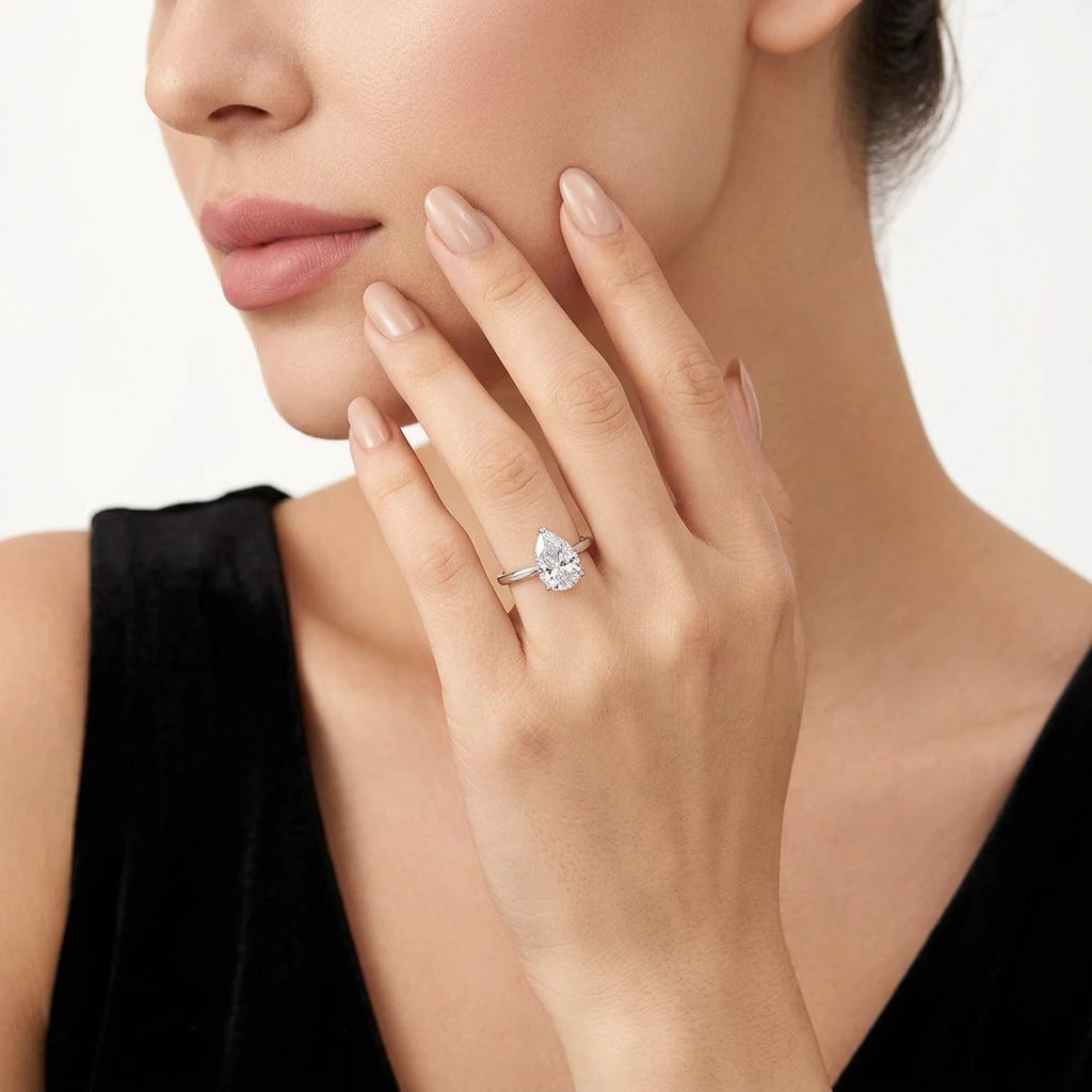 S925 Silver Ring with Fancy-Cut Moissanite