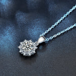 S925 Sterling Silver Moissanite SUNFLOWER Pendant Necklace