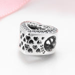 S925 Sterling Silver Inlaid Zircon Hollow Love Beaded Pendant