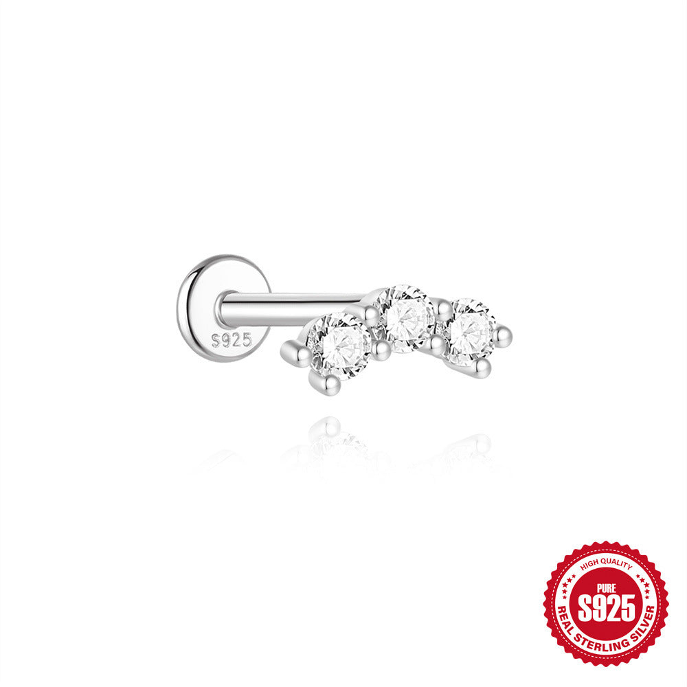 S925 Sterling Silver Moissanite Classic Bezel-Set Round Screw-Back Earrings(Single unit)