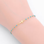 S925 Sterling Silver Cross Bracelet with Colorful Enamel Detail