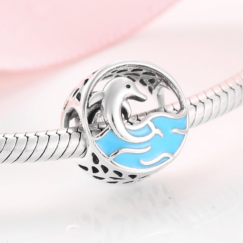S925 Sterling Silver Dolphin Bead Pendant